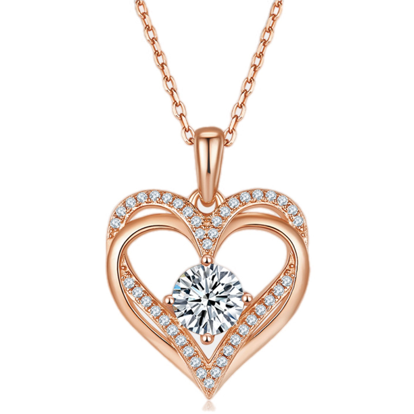 Embrace of Love Moissanite Heart Necklace