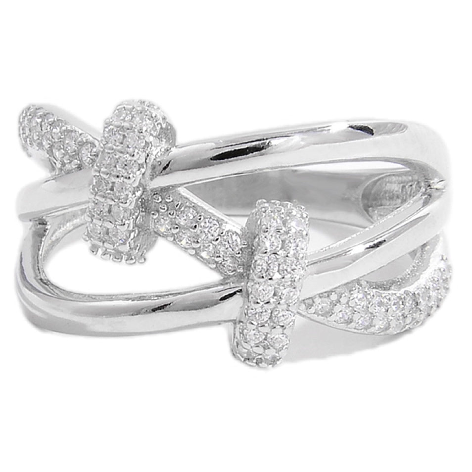 Twisted Elegance Zircon Crossover Ring