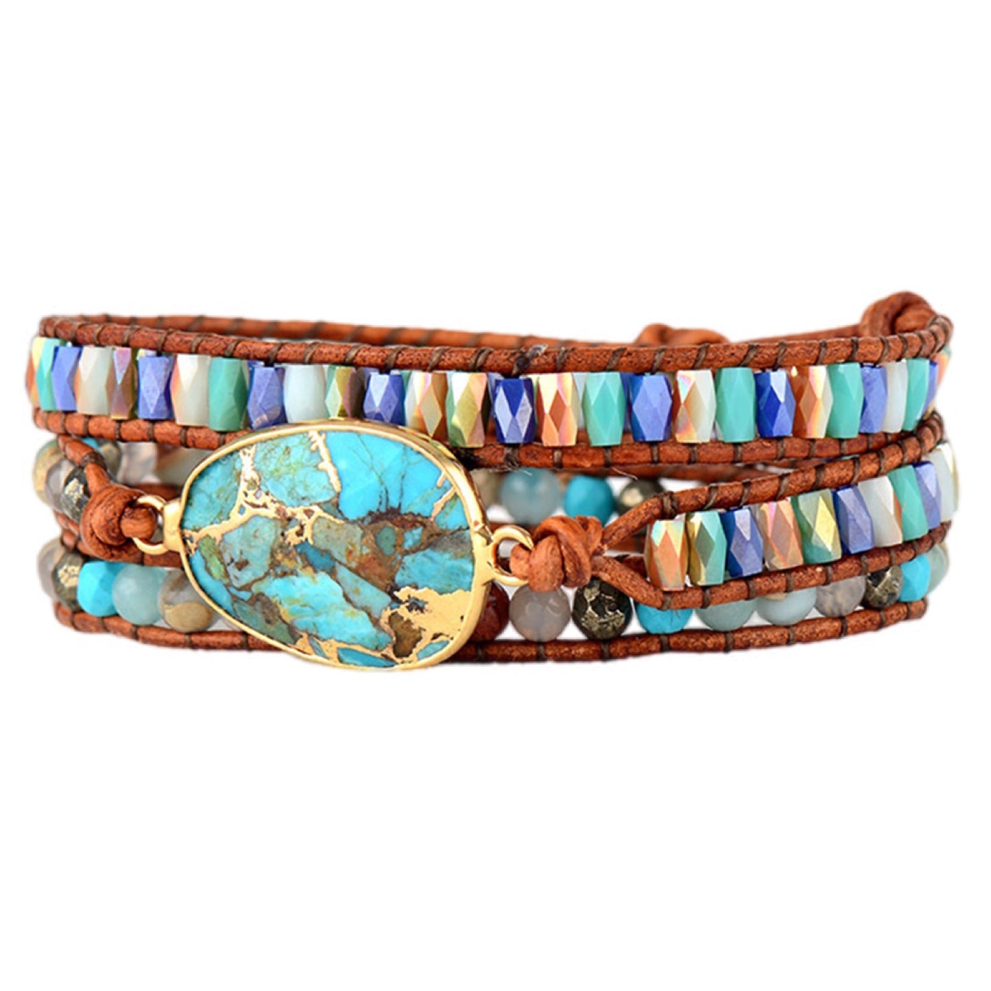 Triple-Layer Natural Stone Bracelet