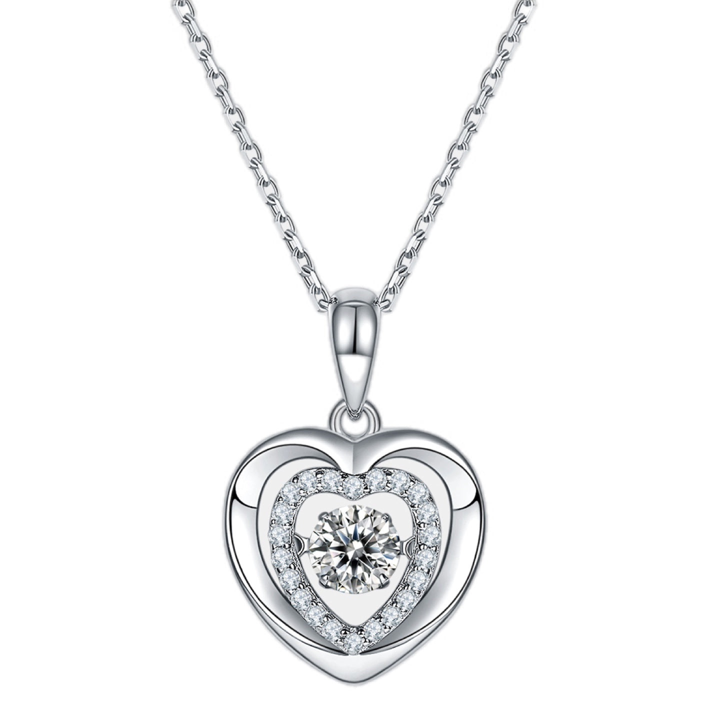 Moissanite Sterling Silver Heart Necklace