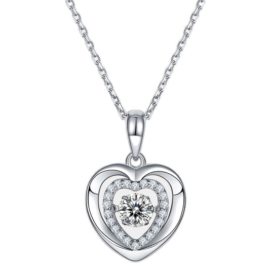 Moissanite Sterling Silver Heart Necklace