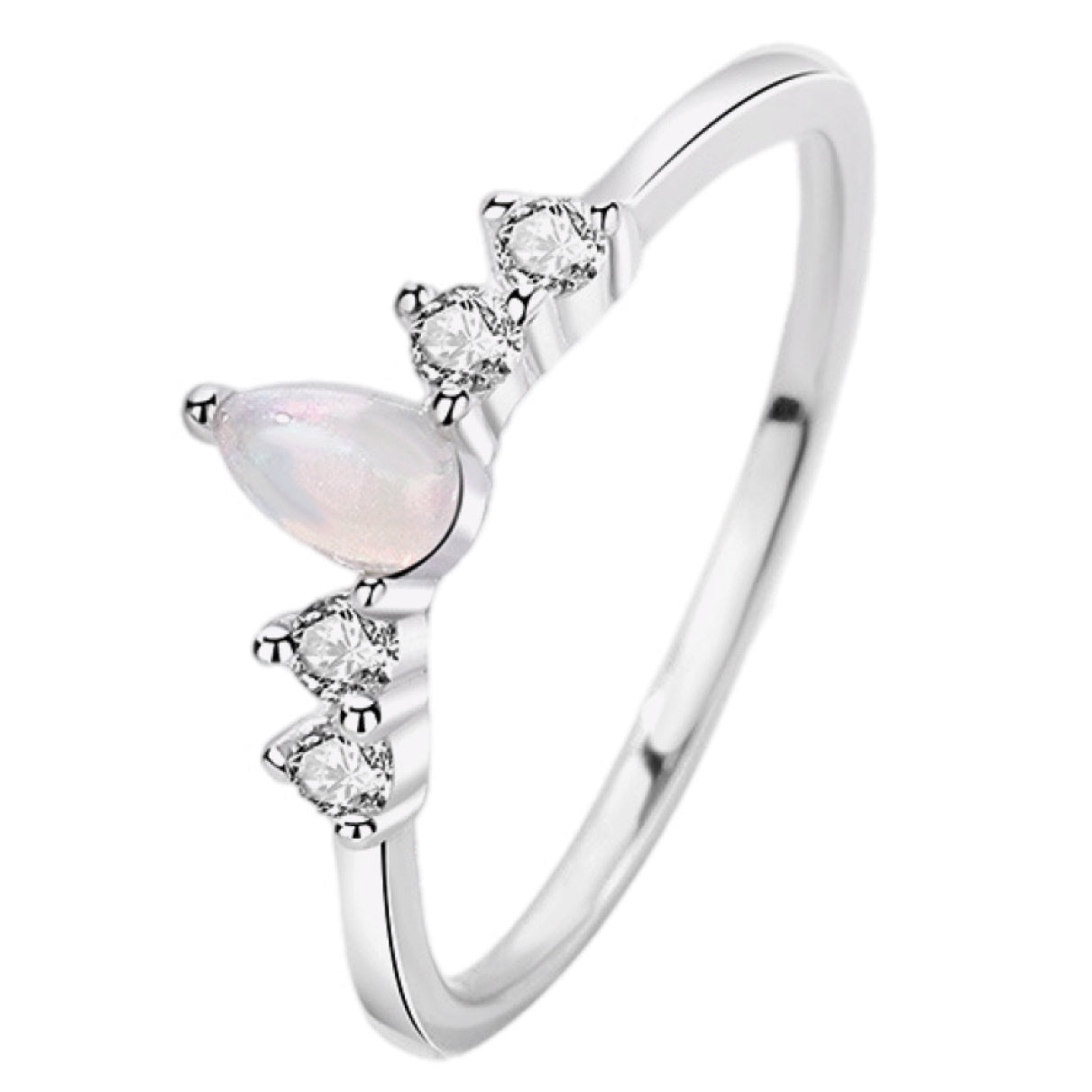 Pear Shape Opal Inlaid Zircon Ring