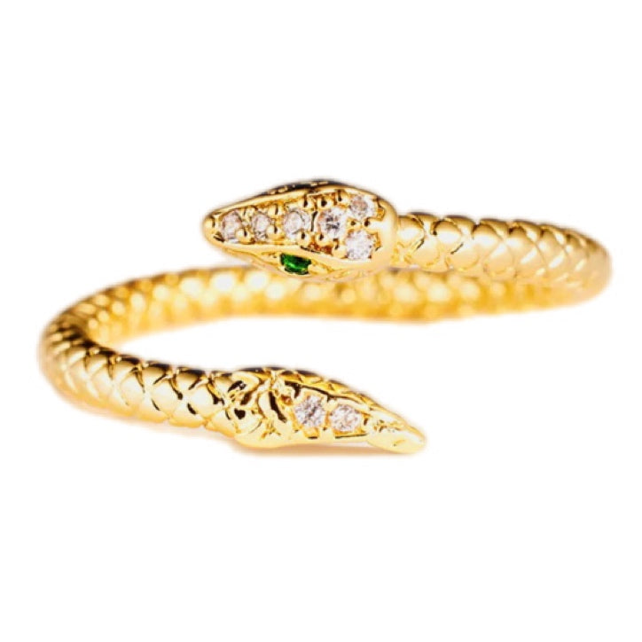 Snake Shape 18K Gold Toned Bypass Ring