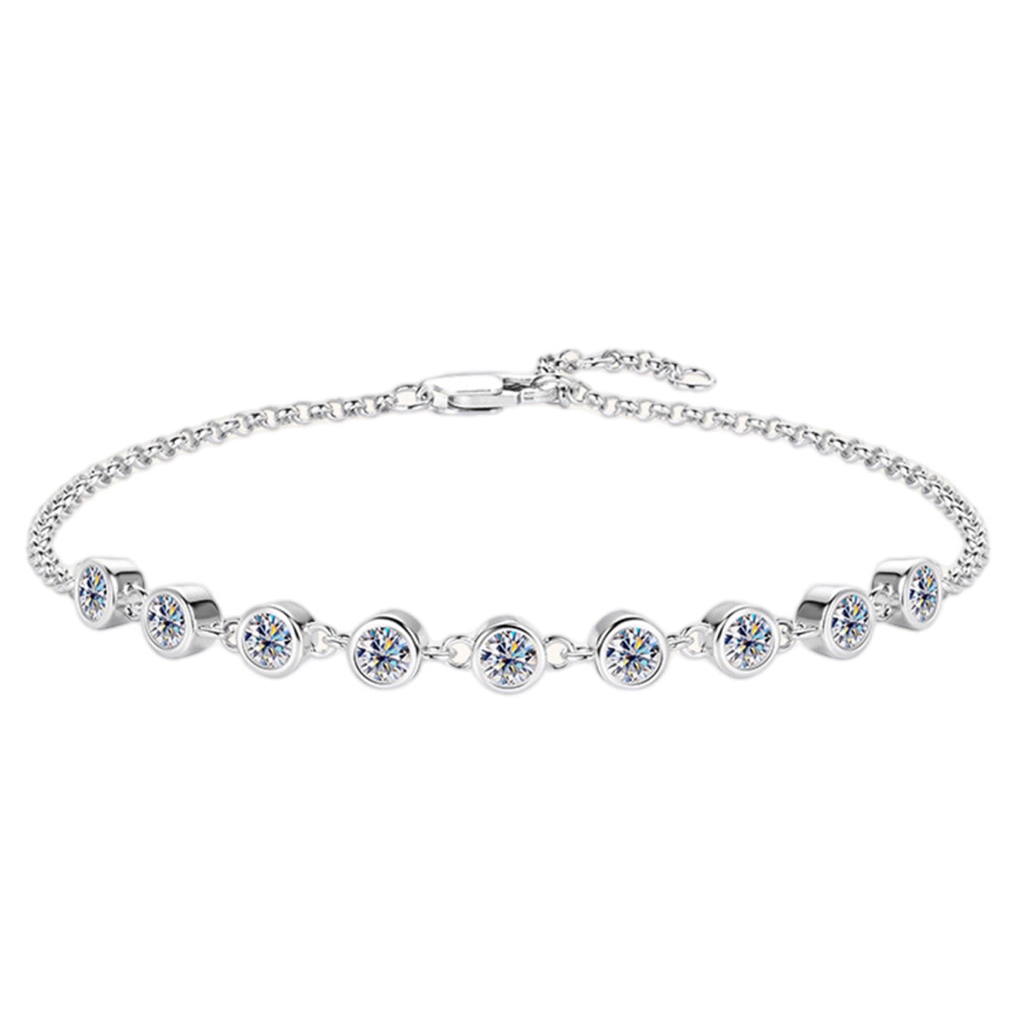 Inlaid Moissanite Sterling Silver Bracelet