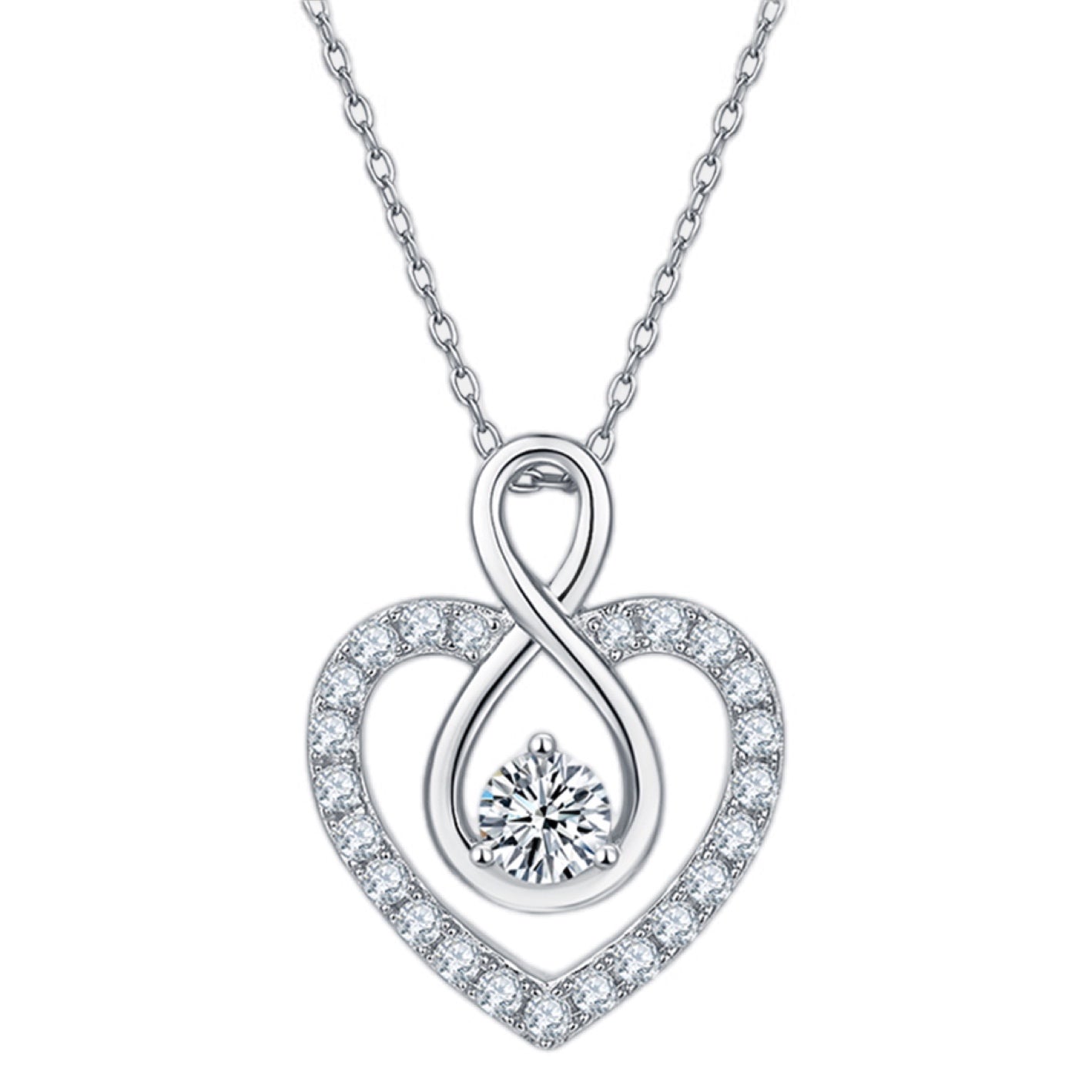 Infinity Love 1 Carat Moissanite Heart Necklace