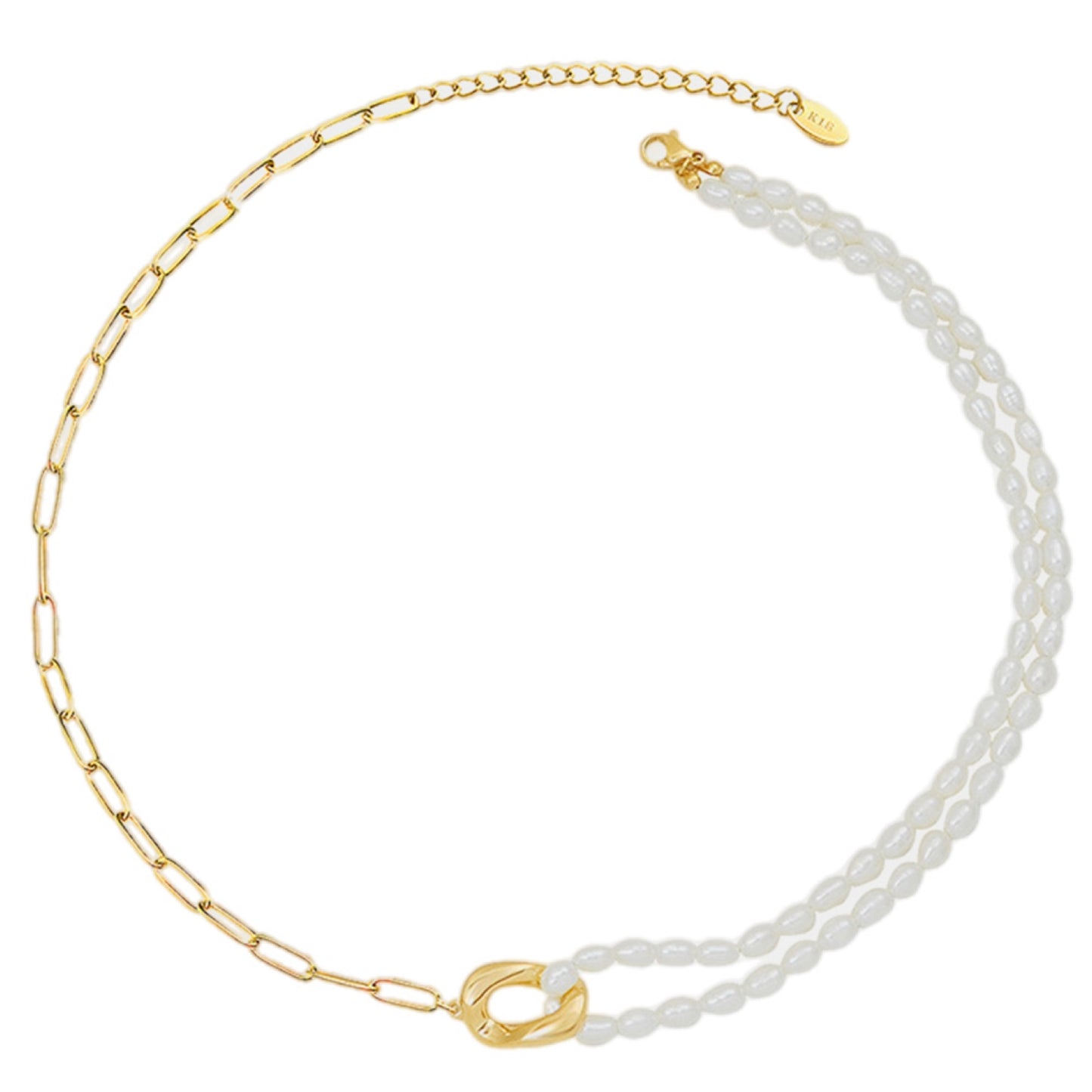 18K Gold Toned Titanium Steel Pearl Necklace