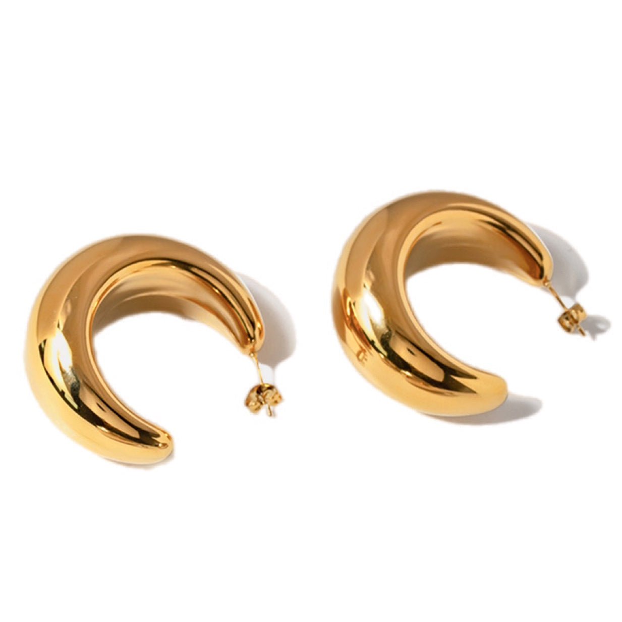 18K Gold Toned Moon Crescent Earrings