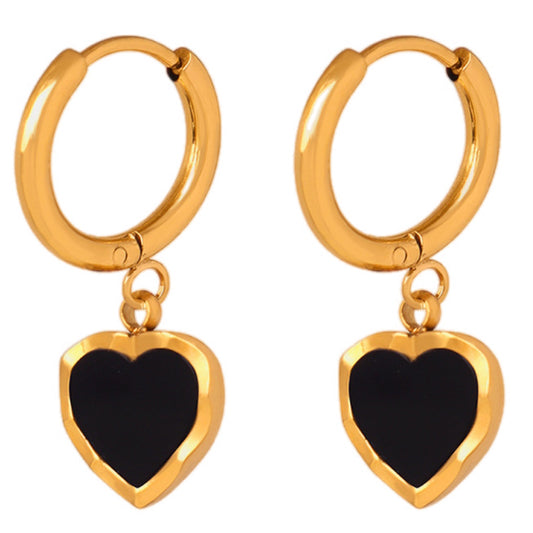 18K Gold Toned Heart Drop Earrings