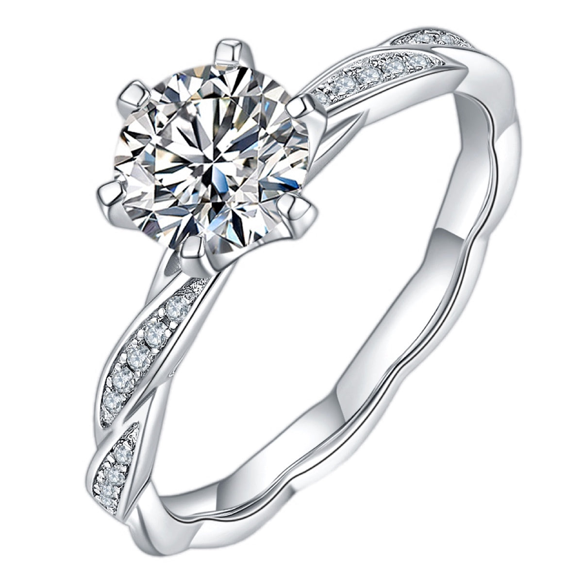 Starlight Swirl 1 Carat Moissanite Ring