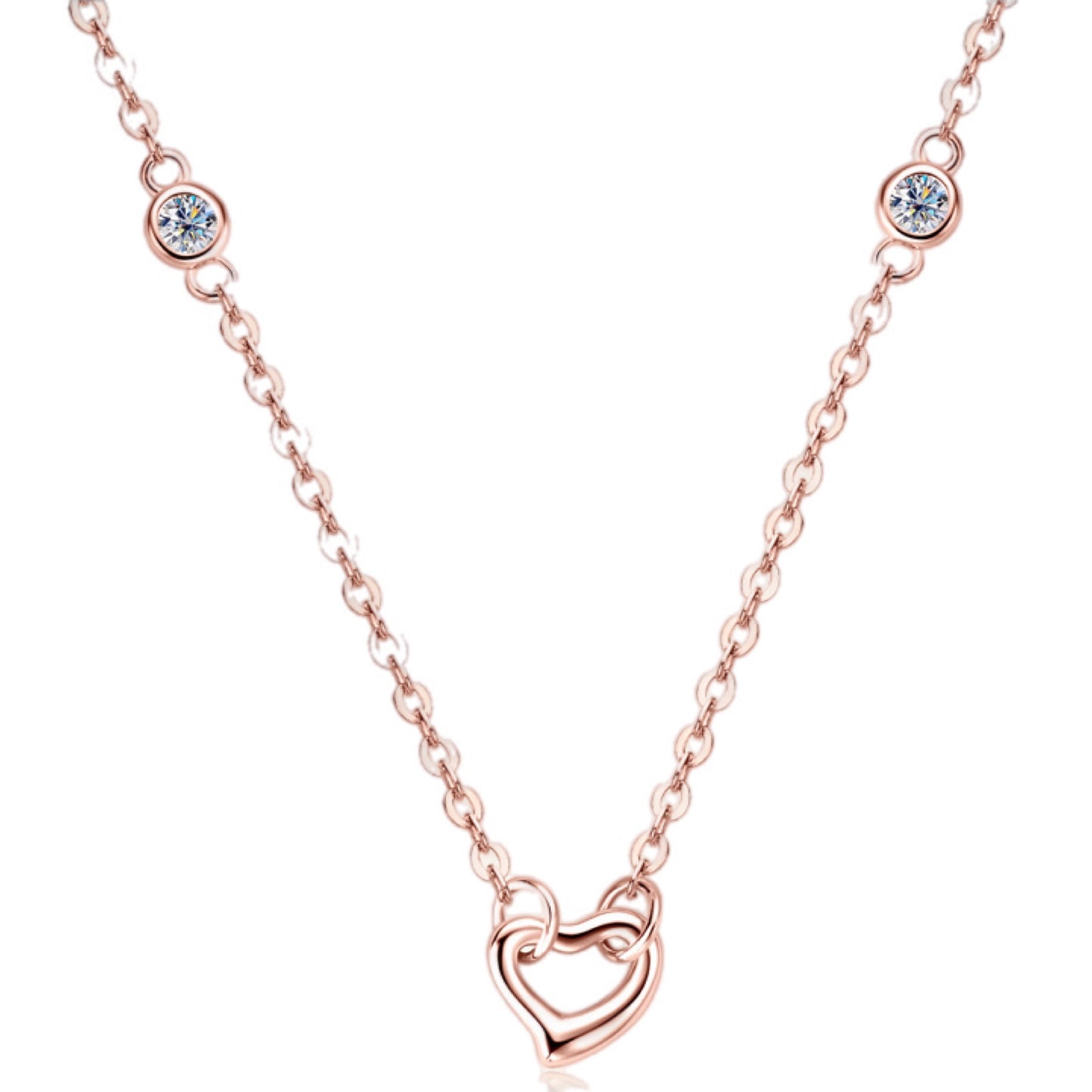 Moissanite Sterling Silver Heart Necklace