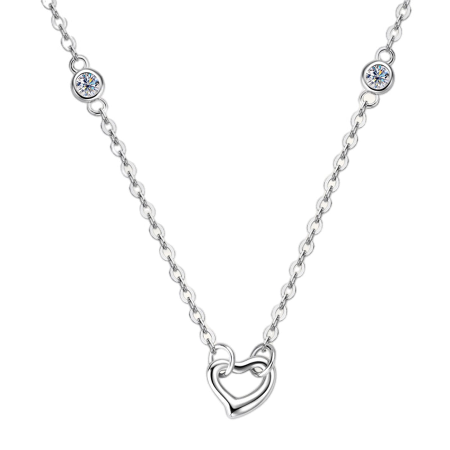 Moissanite Sterling Silver Heart Necklace