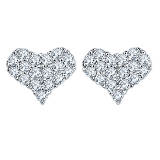 Moissanite Sterling Silver Heart Stud Earrings