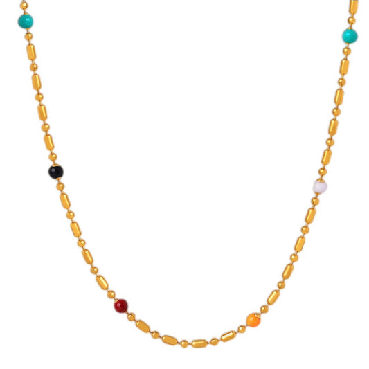 18K Gold Toned Oil Drip Bead Necklace