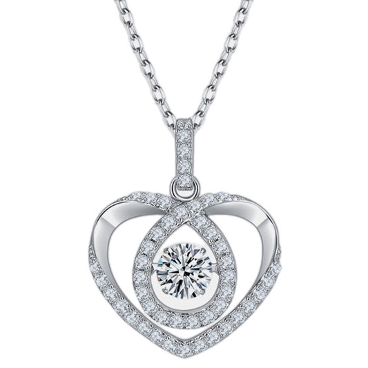 Moissanite Sterling Silver Heart Shape Necklace