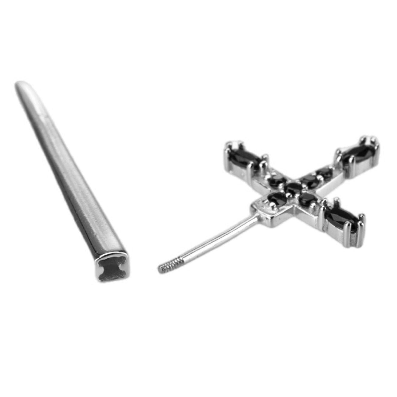 CZ Sterling Silver Sword Single Ear Jacket Earring