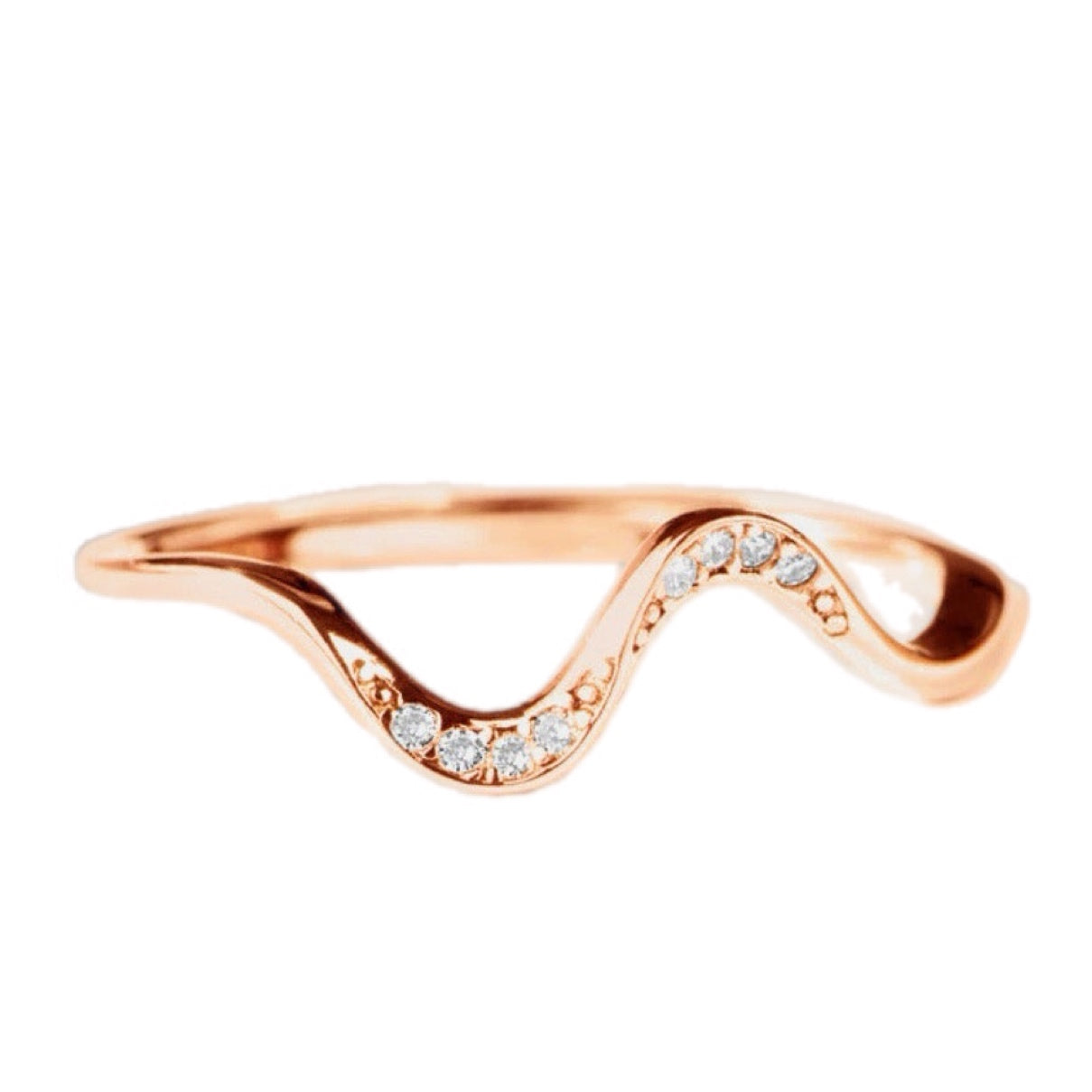 Sterling Silver Zircon Wave Shape Ring