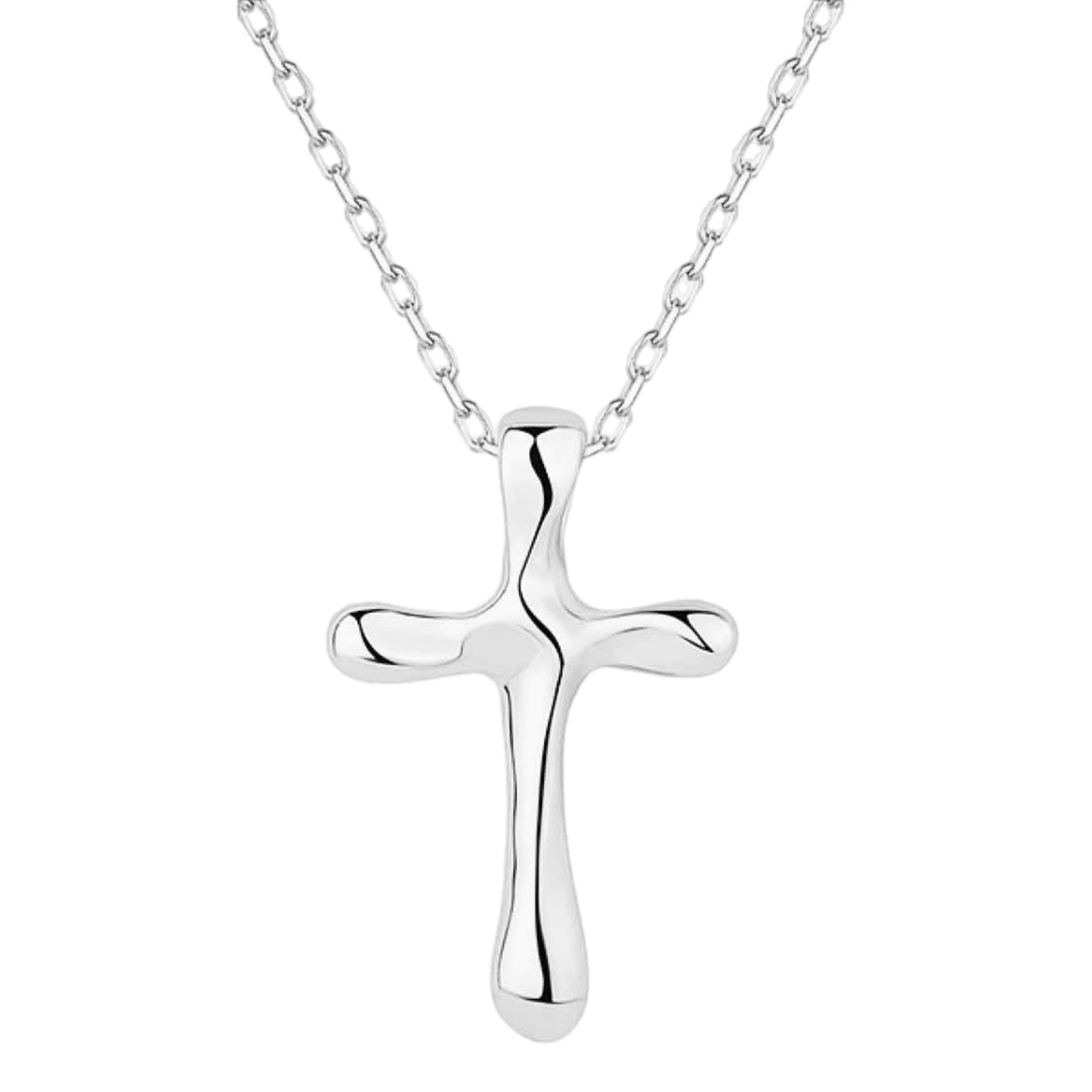 Serene Reflection Sterling Silver Cross Necklace