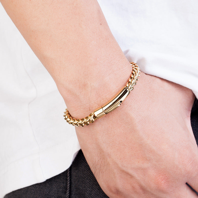 Gold, Black or Silver Steel Keel Chain Bracelet