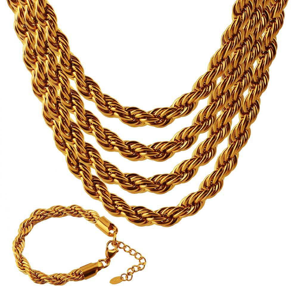 Chunky Twisted Gold Steel Chain Necklace or Bracelet