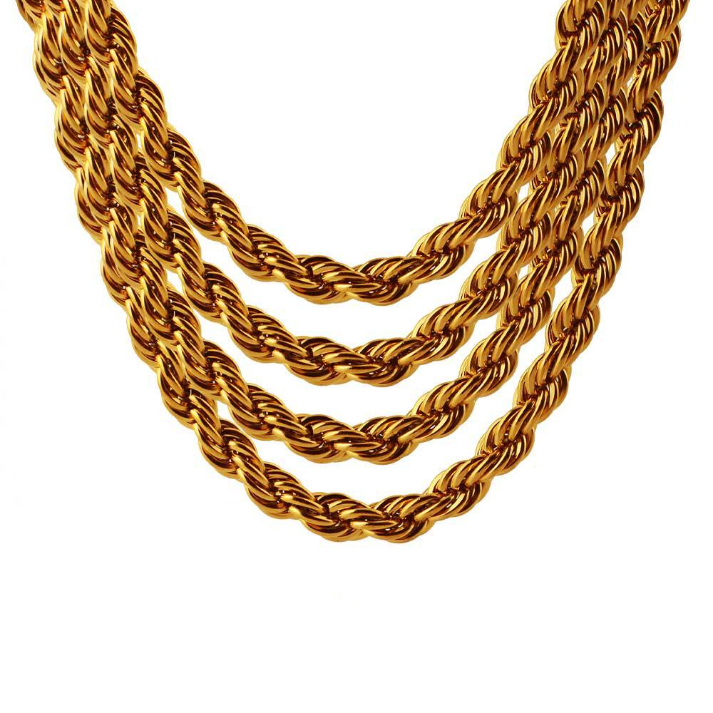 Chunky Twisted Gold Steel Chain Necklace or Bracelet