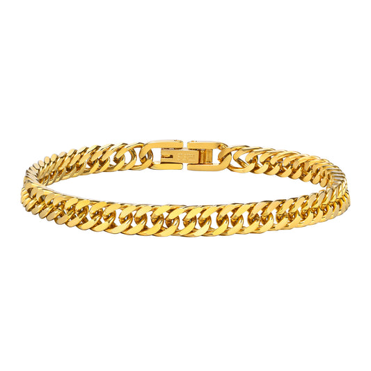 Gold Steel Woven Chain Bracelet