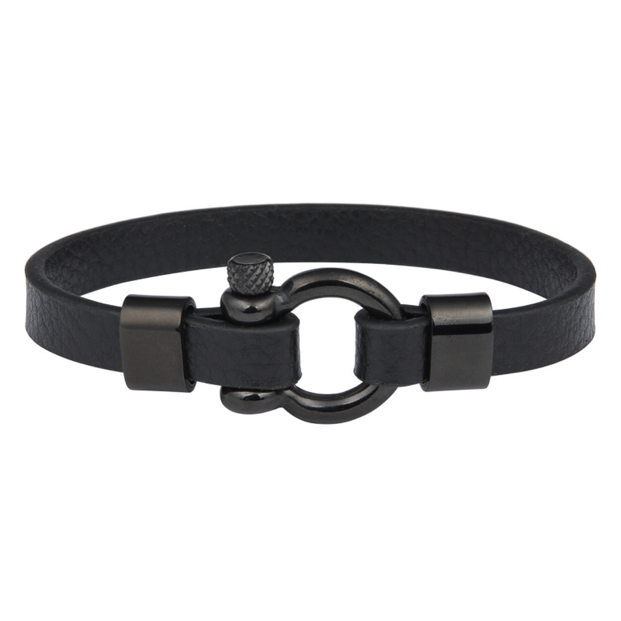 Leather U-shaped Lock Steel Bracelet