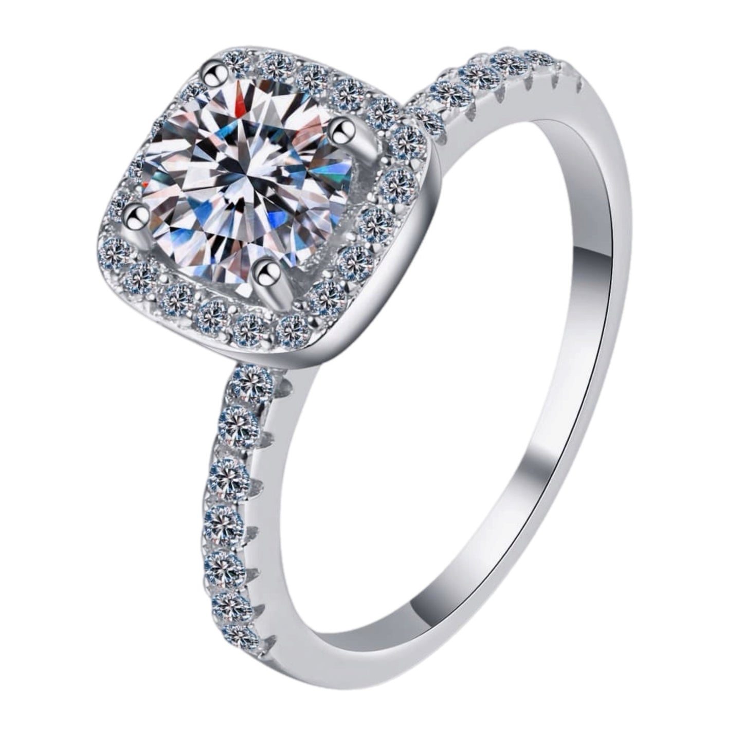 2 Carat Moissanite Square Halo Ring