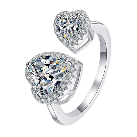 Heart-Shape Moissanite Open Ring