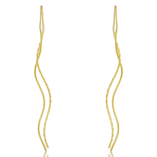 Golden Whispers Threader Earrings