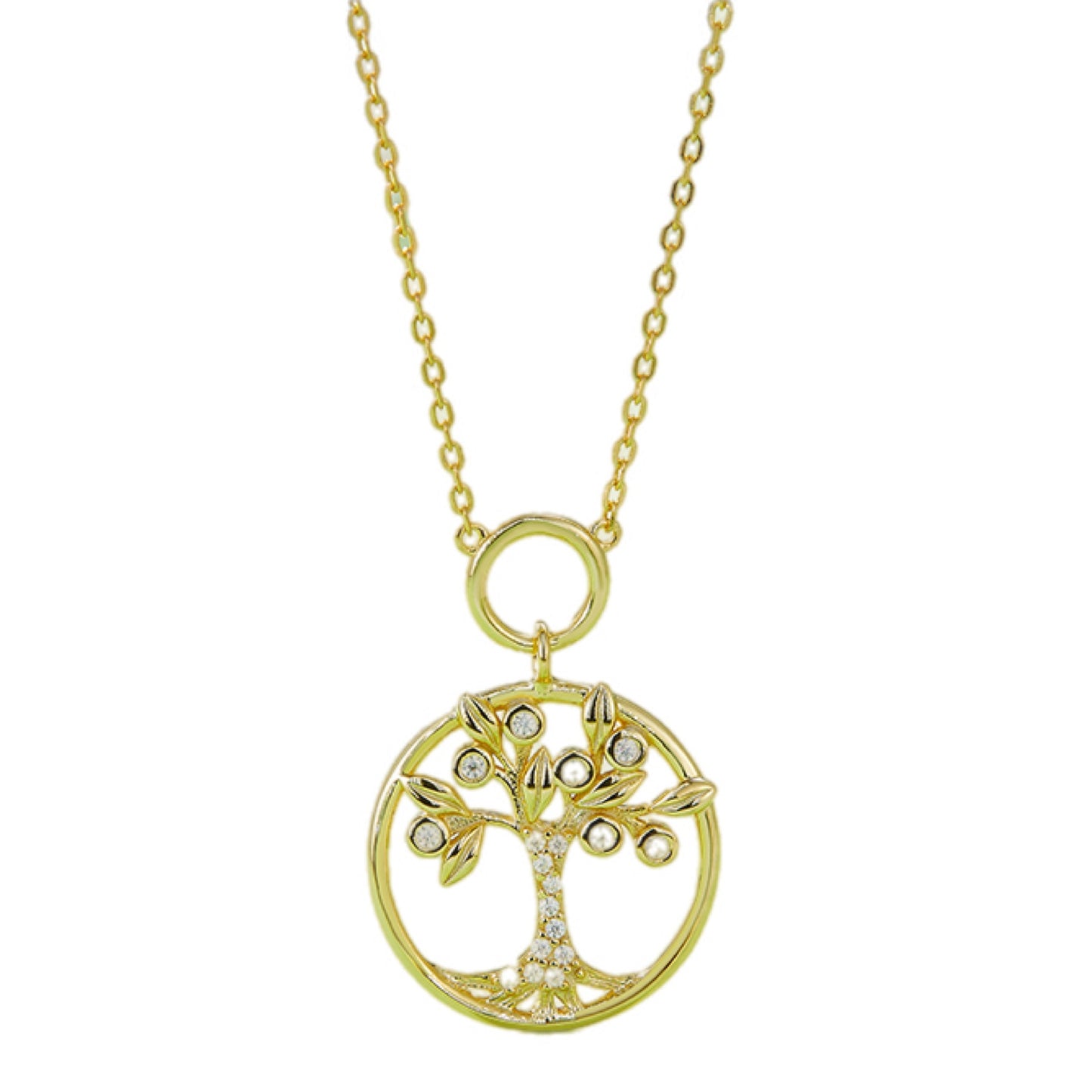 Moissanite Sterling Silver Tree of Life Pendant Necklace