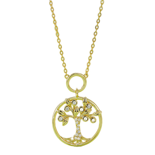 Moissanite Sterling Silver Tree of Life Pendant Necklace