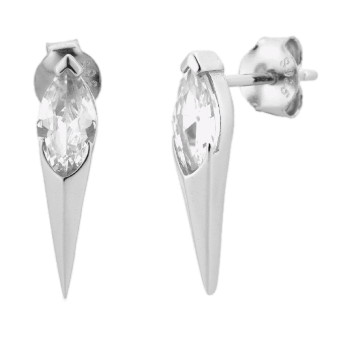 CZ Dagger Sterling Silver Earrings