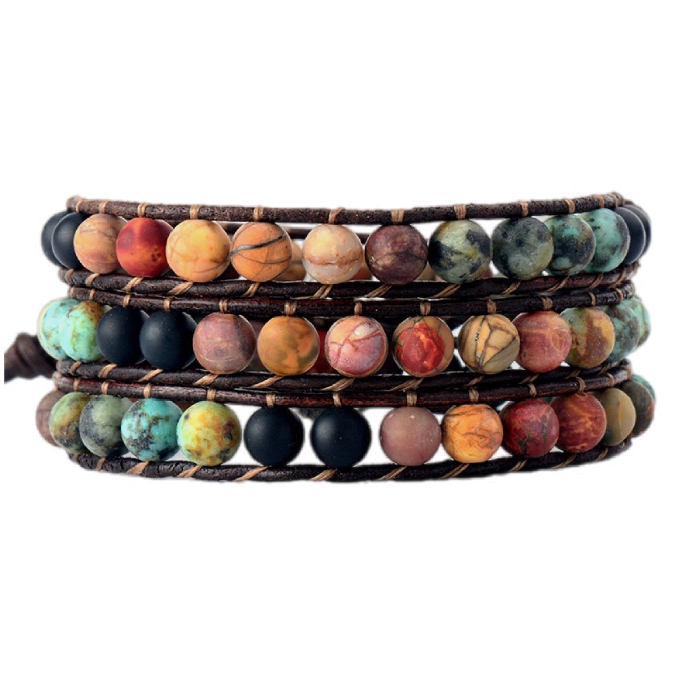 Earthbound Harmony Triple Layer Agate Bracelet