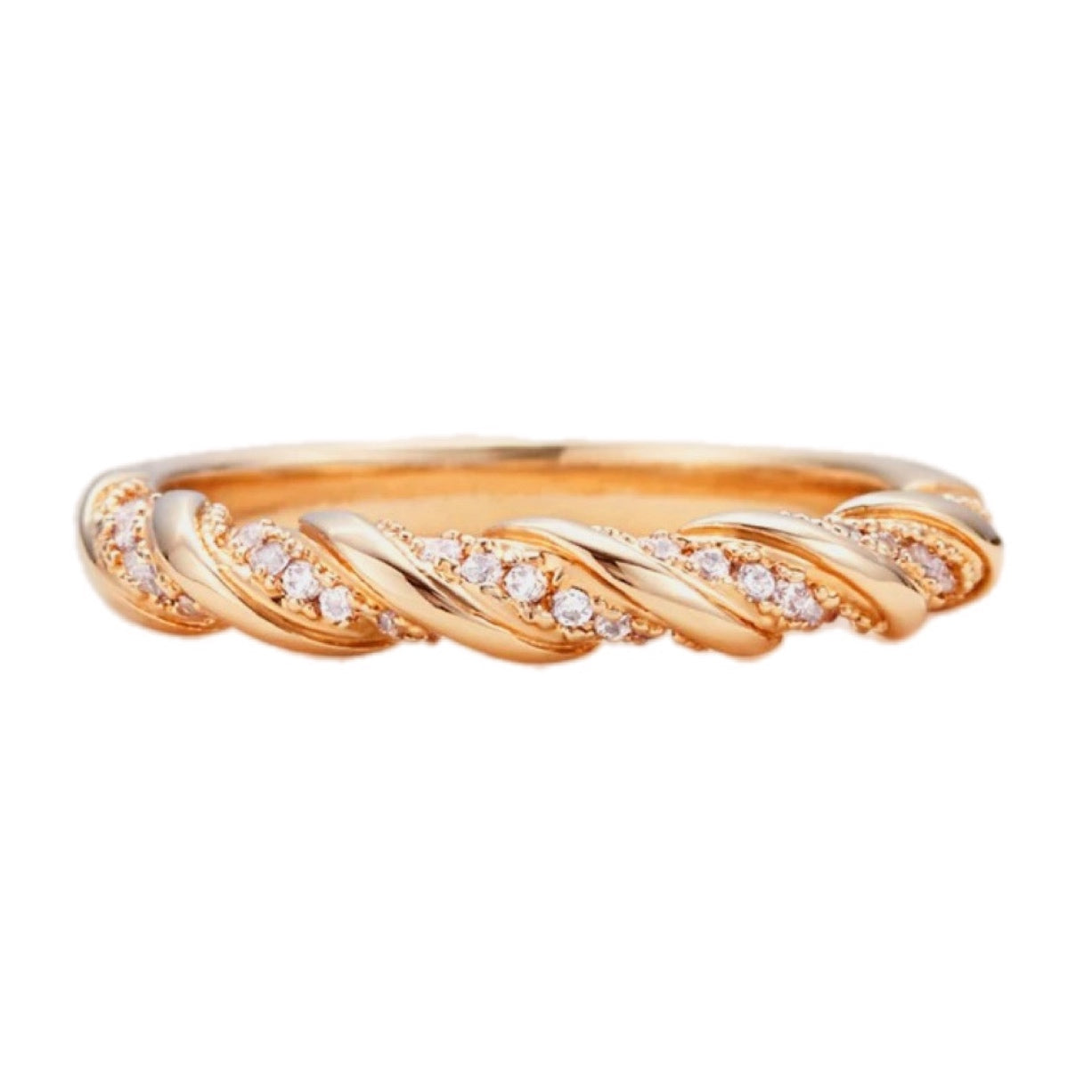 Golden Zircon Twist Elegance Ring