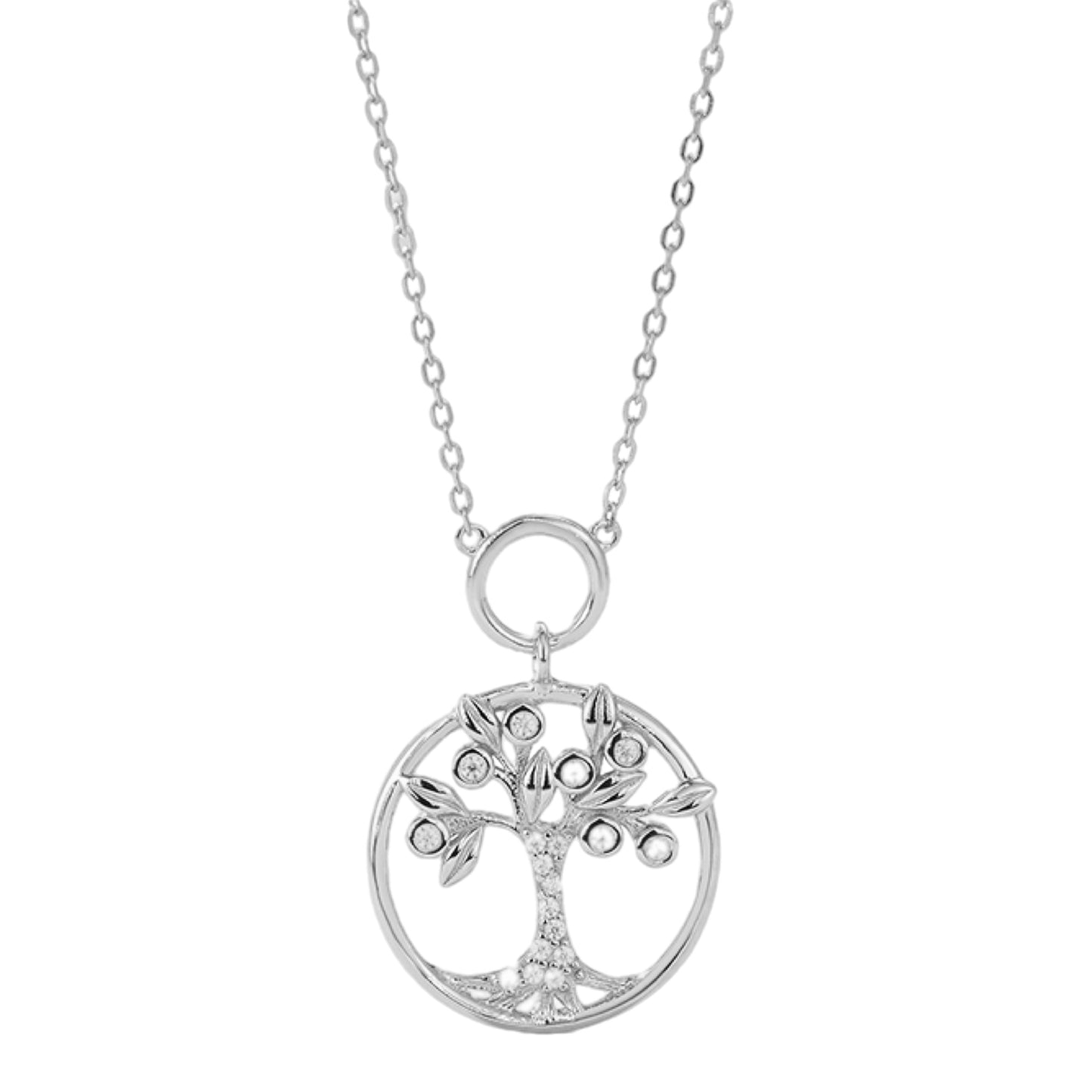 Moissanite Sterling Silver Tree of Life Pendant Necklace