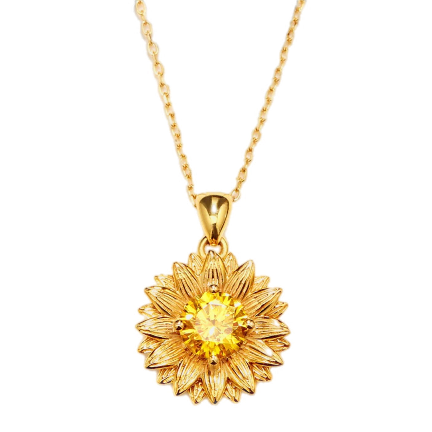 Golden Radiance Zircon Sunburst Necklace