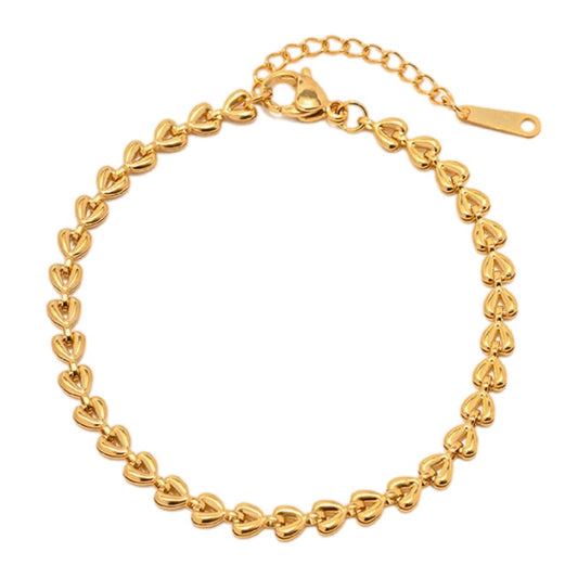 Golden Heart Chain Link Bracelet