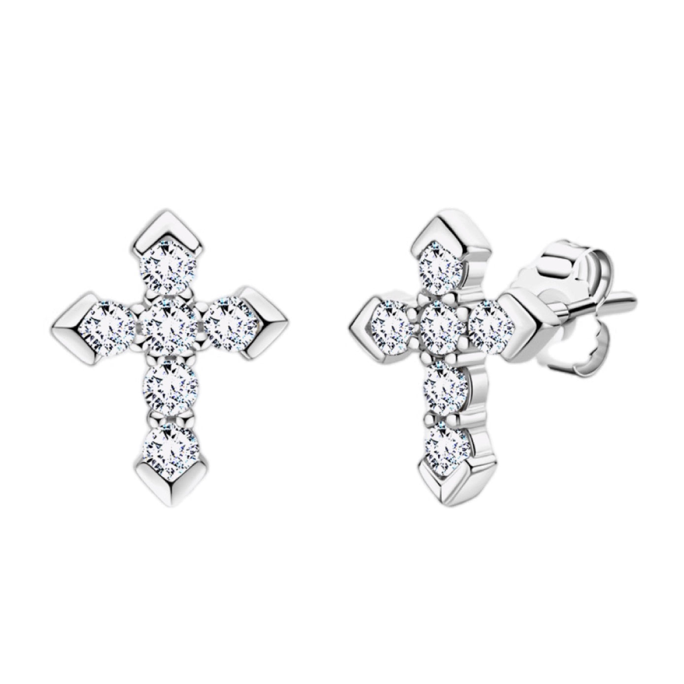 Moissanite Cross Stud Earrings