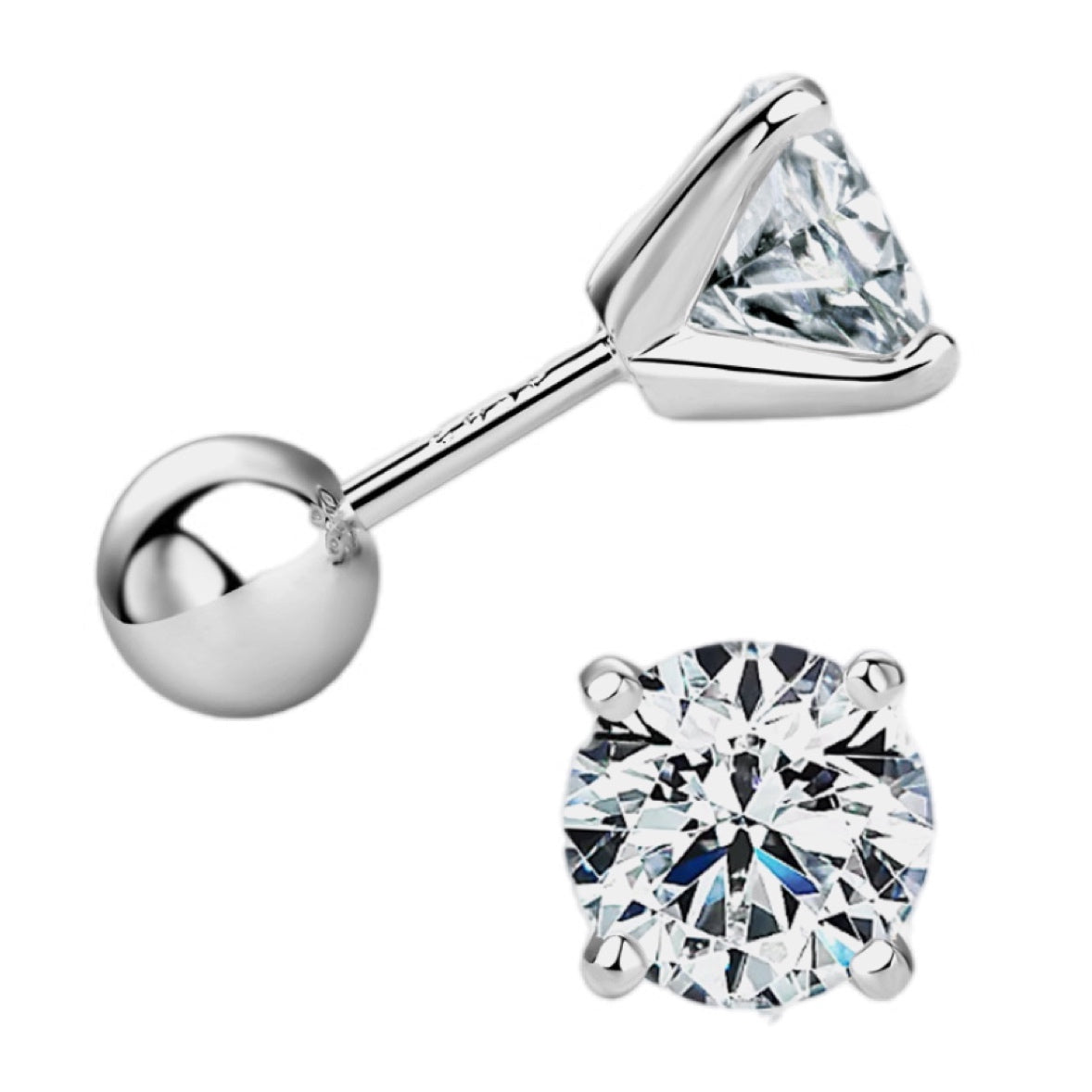 Sterling Brilliance 2 Carat Moissanite Studs