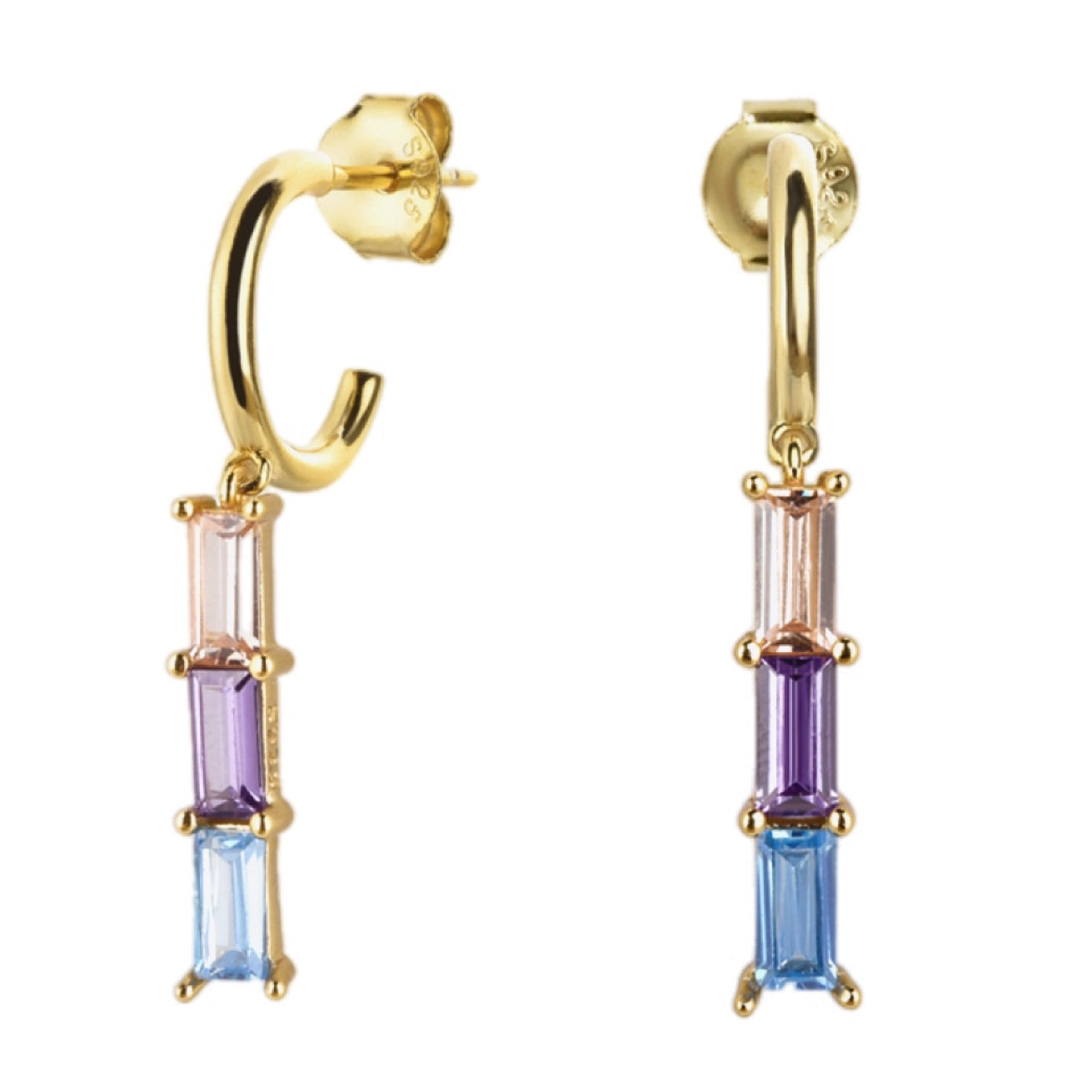 Elegance Baguette Zircon Drop Earrings