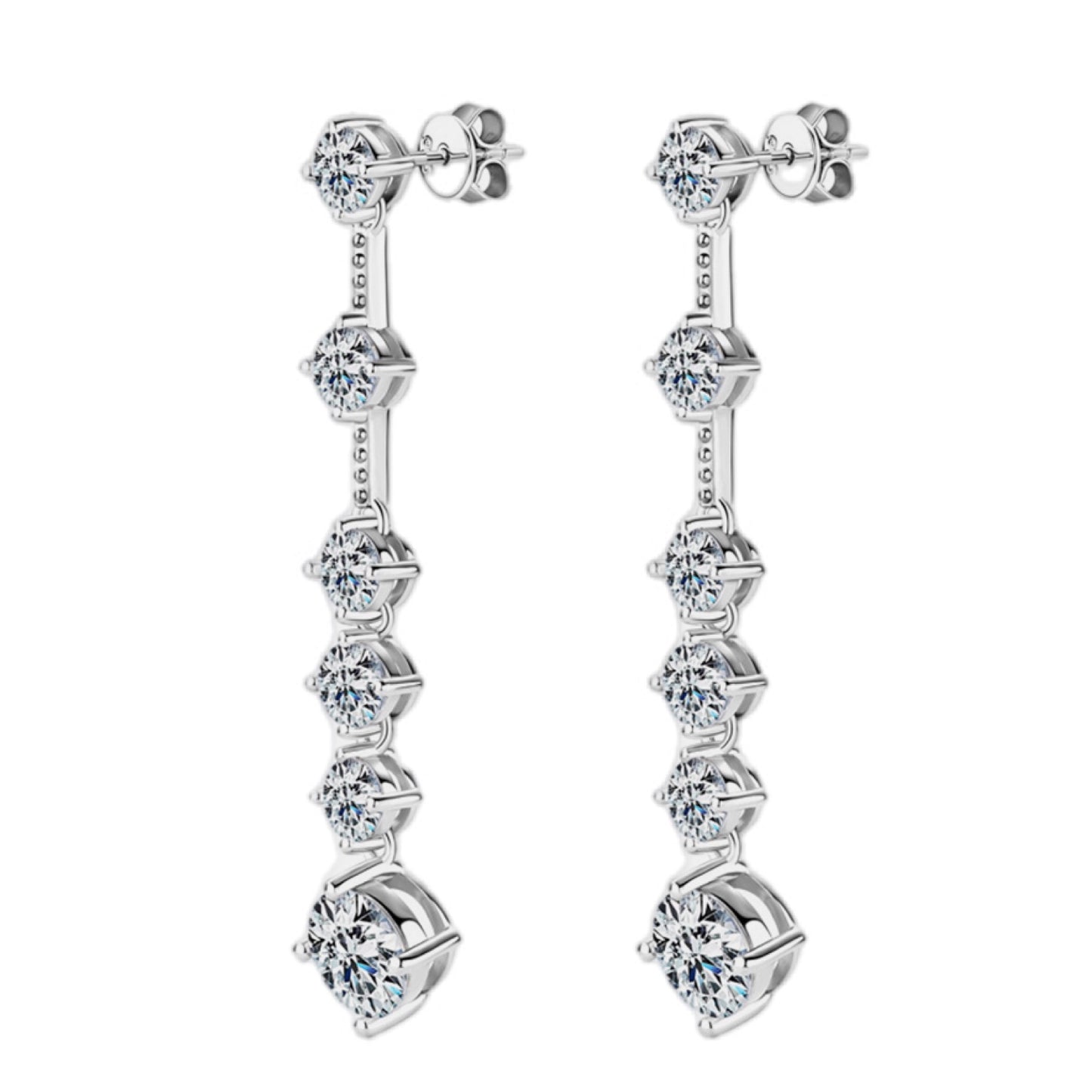 Sterling 4 Carat Cascade Moissanite Drop Earrings