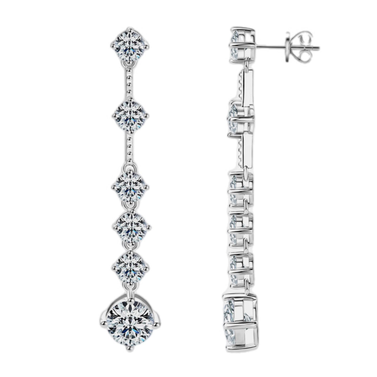 Sterling 4 Carat Cascade Moissanite Drop Earrings