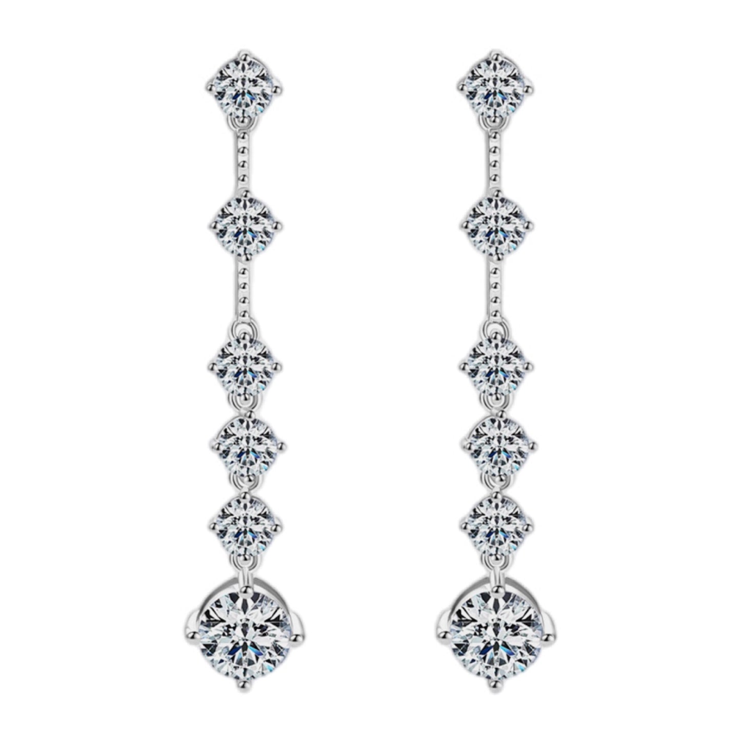 Sterling 4 Carat Cascade Moissanite Drop Earrings