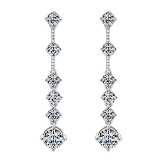 Sterling 4 Carat Cascade Moissanite Drop Earrings