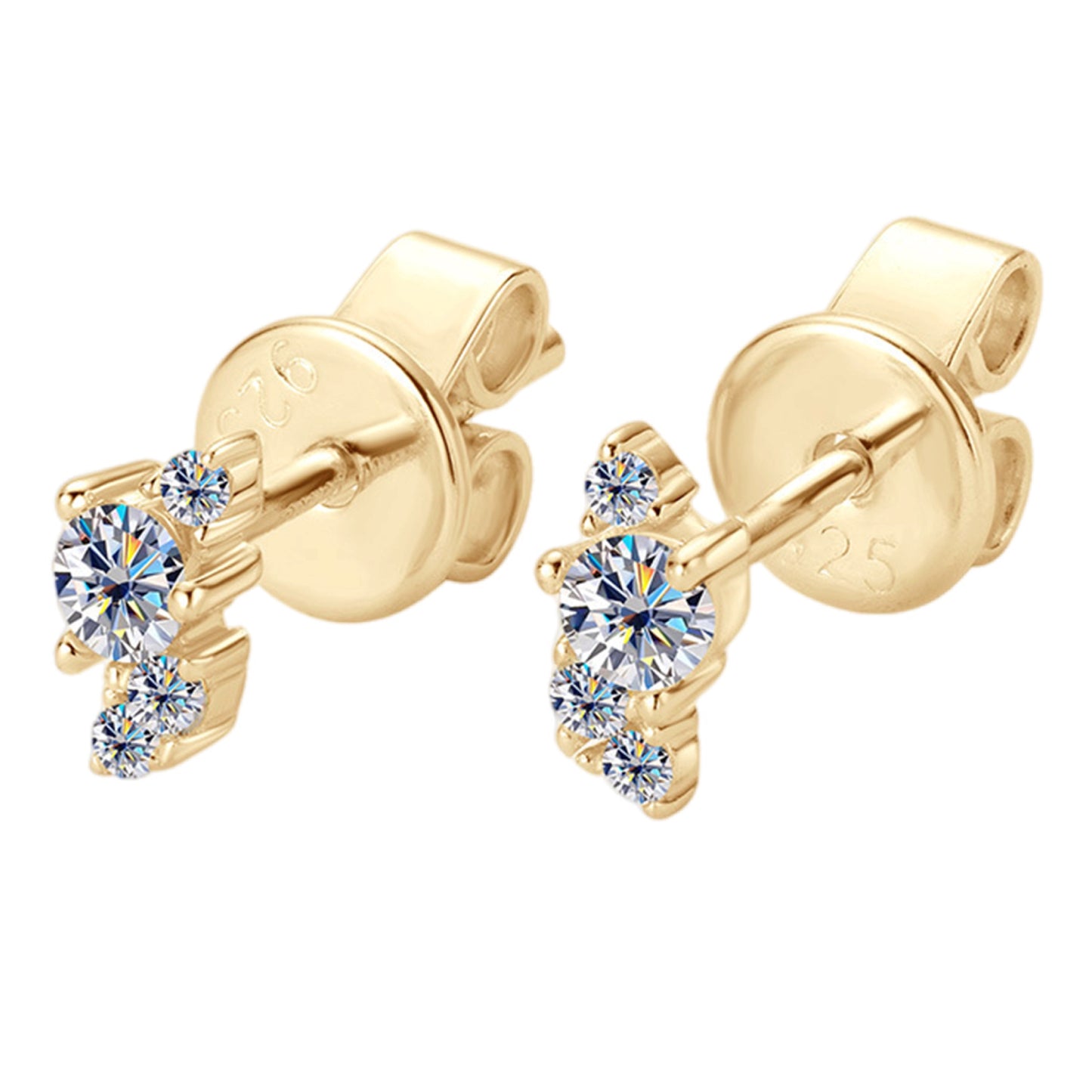 Golden Radiance Moissanite Stud Earrings