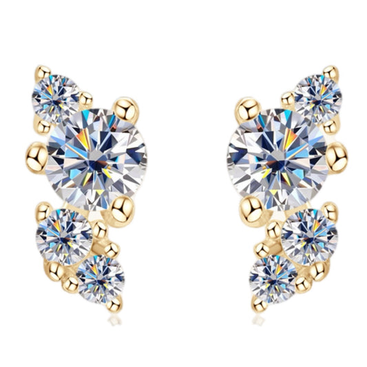 Golden Radiance Moissanite Stud Earrings