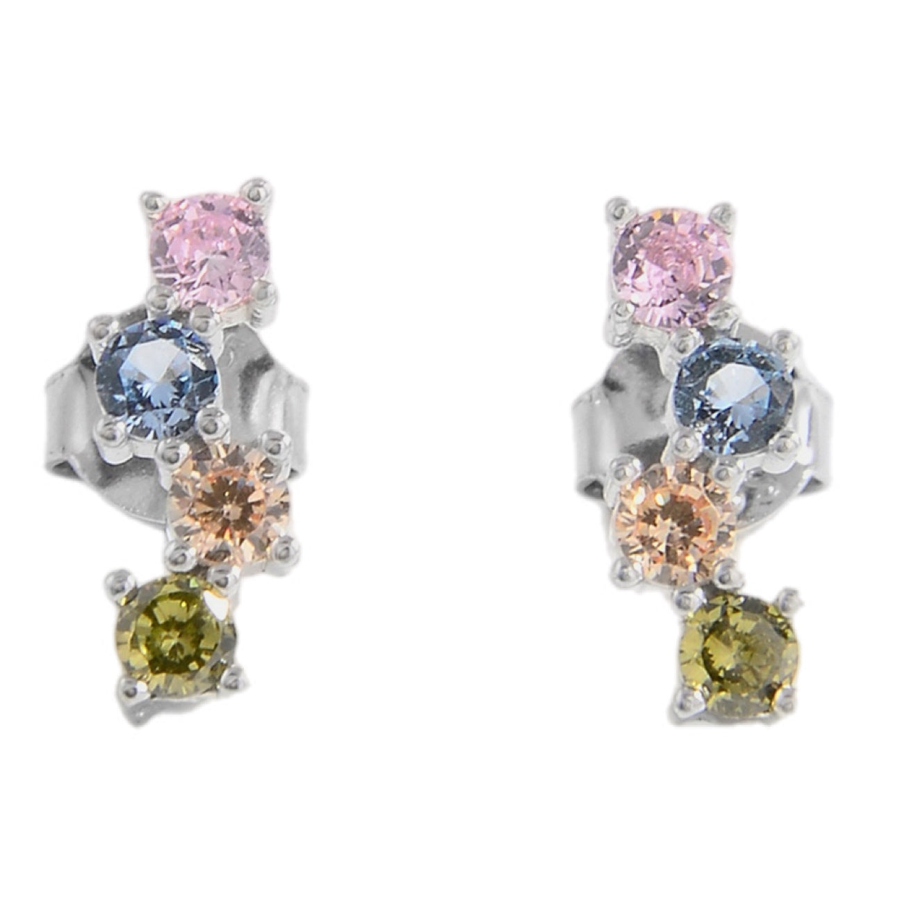 Pastel Sparkle Zircon Cluster Earrings