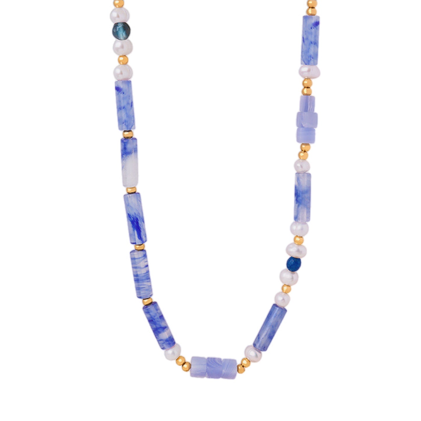 Ocean's Whisper Freshwater Pearl & Blue Chalcedony Necklace