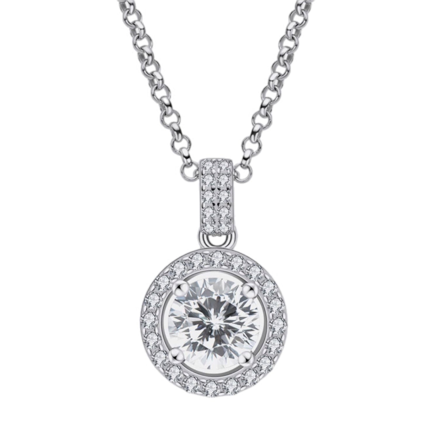 Classic Halo Zircon Pendant Necklace