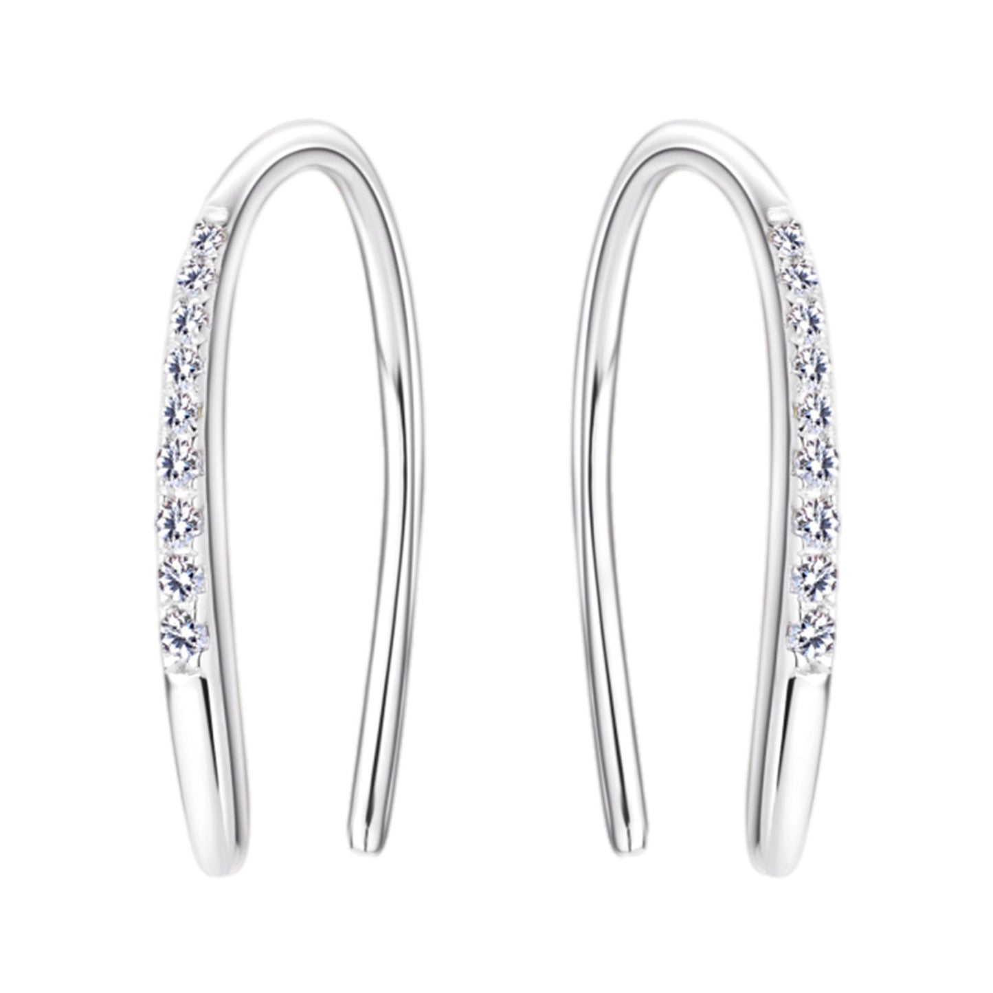 Sleek Moissanite Curve Drop Earrings